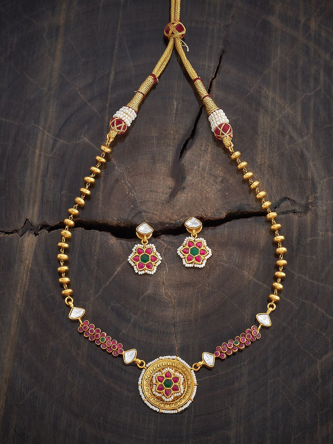 

Kushal's Fashion Jewellery Gold-Plated Stone-Studded Jewellery Set