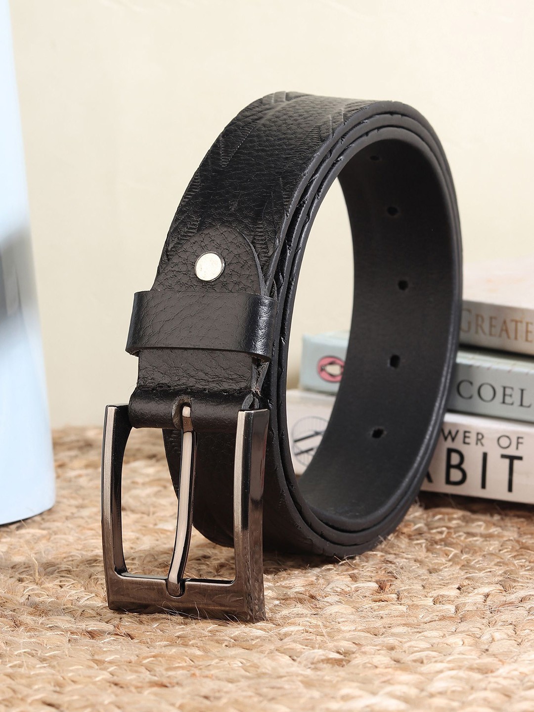 

Provogue Men Textured Leather Formal Belt, Black