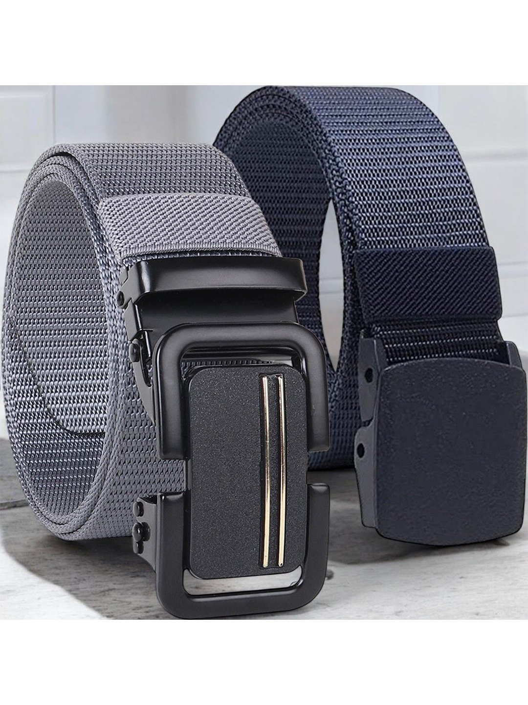 

Metronaut Men Pack Of 2 Textured Formal Belt, Blue