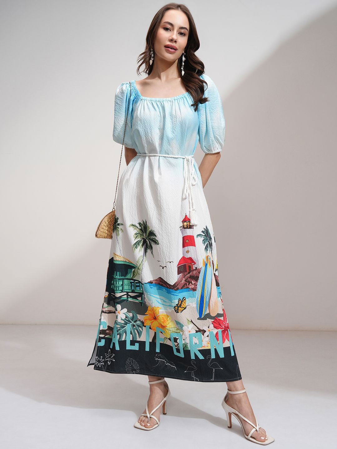 

Tokyo Talkies Women Printed Relaxed Maxi Dress, White