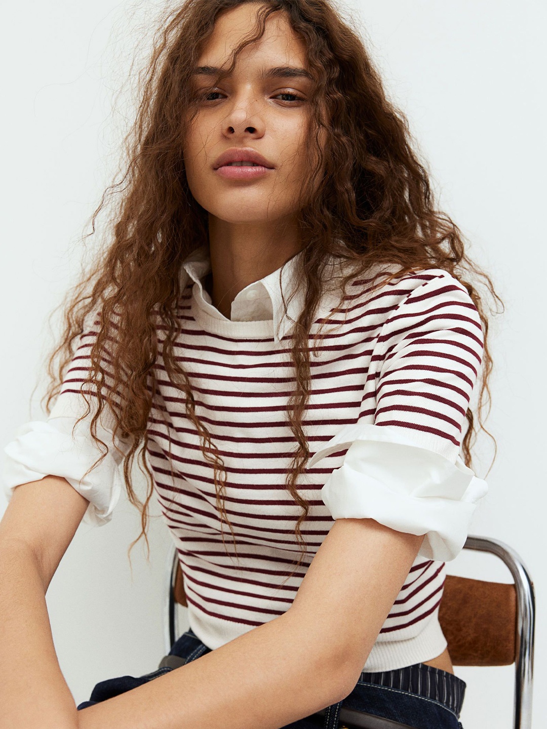 

H&M Fine-Knit T-Shirt, White