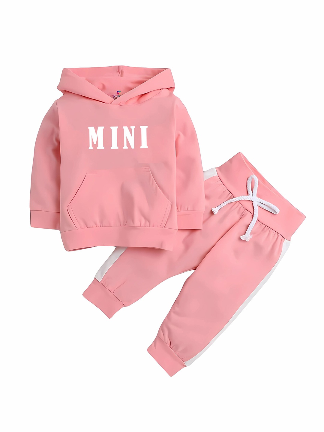 

Porpy Kids Printed Hooded Sweatshirt With Joggers, Pink