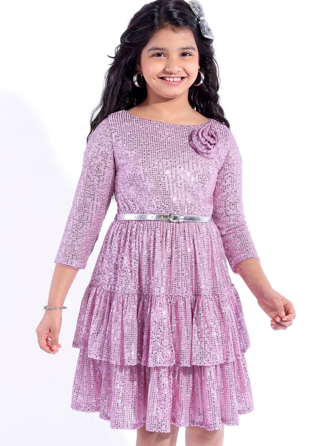 

Hola Bonita Floral Print Net Fit & Flare Dress, Lavender