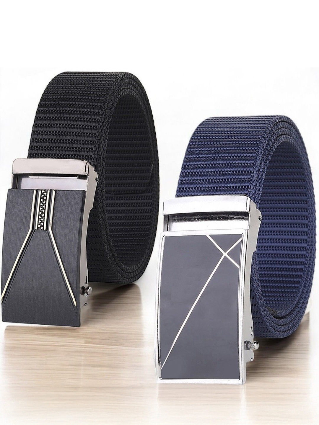 

Provogue Men Pack of 2 Textured Belt, Black