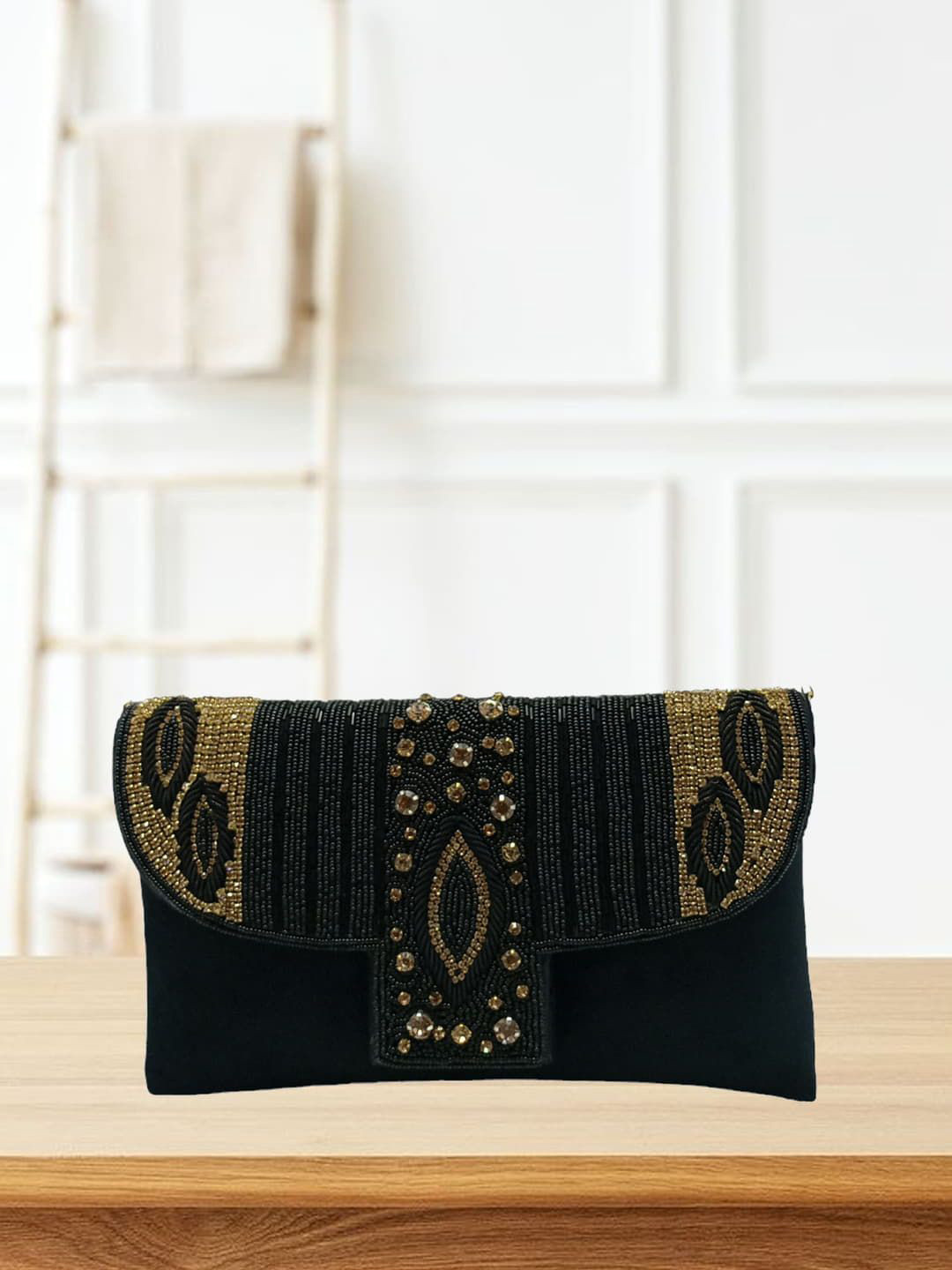 

Esmoda Embroidered Purse Clutch, Black