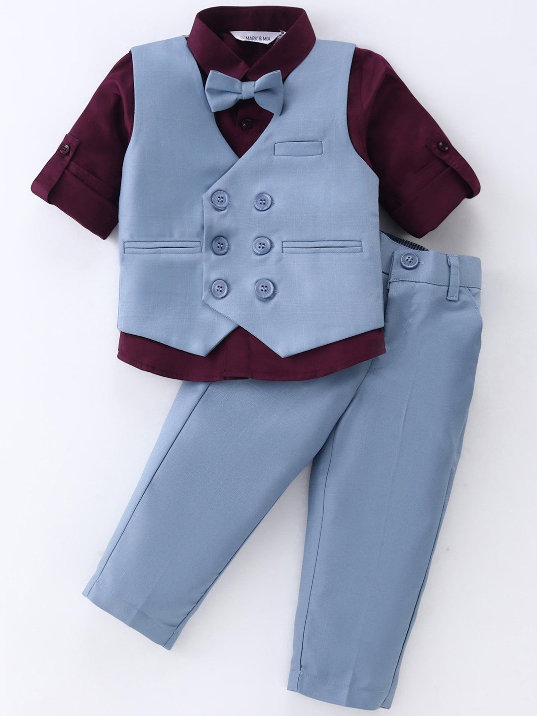 

Mark & Mia Boys Double-Breasted Sleeveless 3-Piece Suit, Blue
