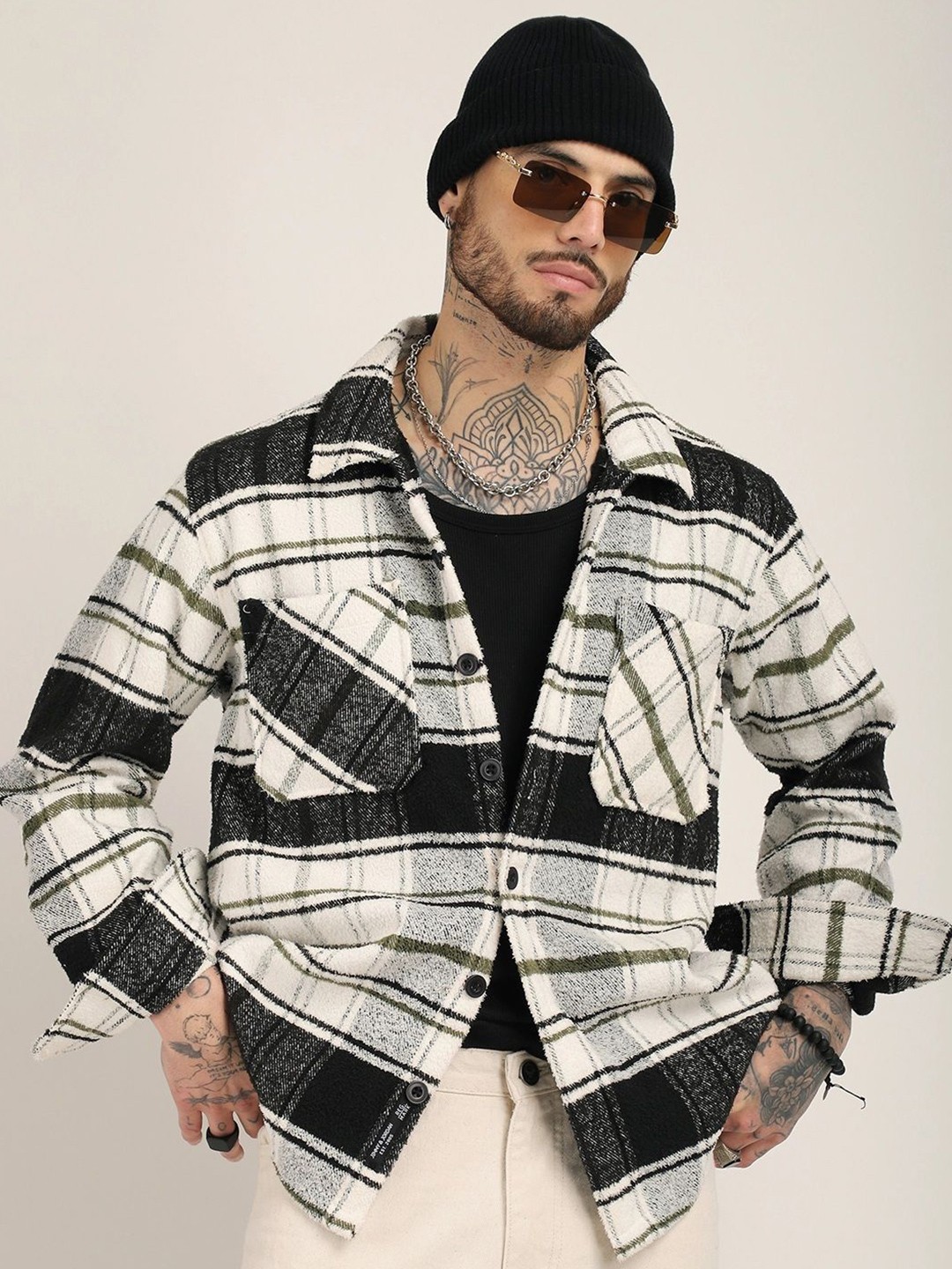 

JIMMY & JORDAN Men Standard Opaque Checked Casual Shirt, Green