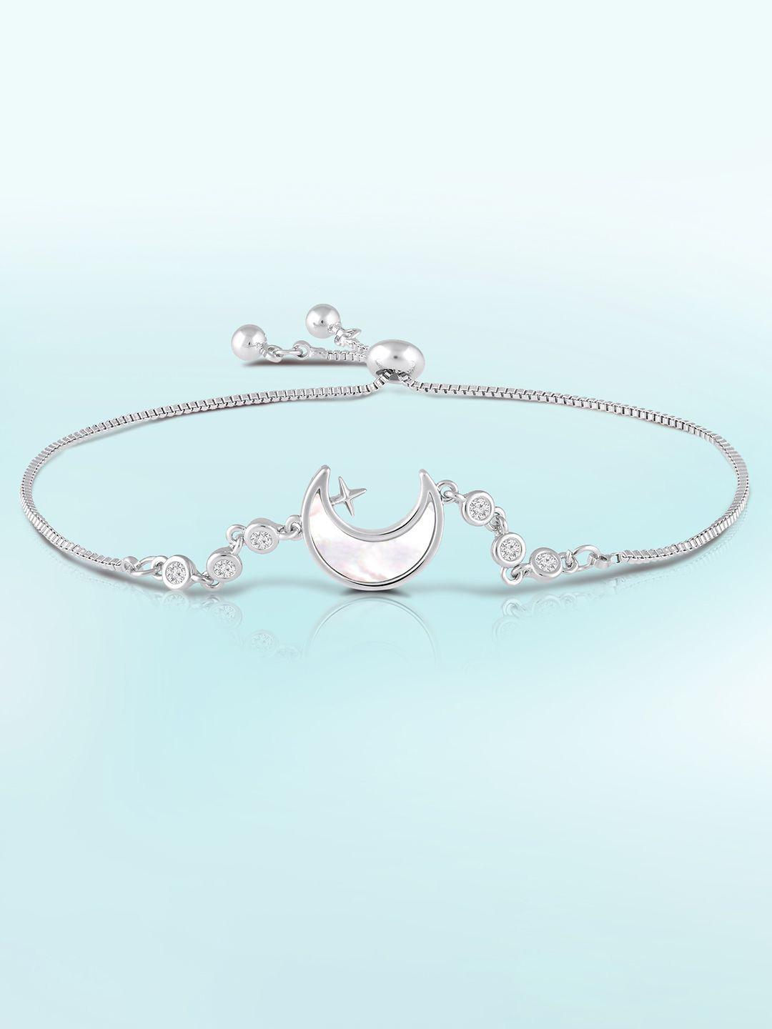 

Peora Silver-Plated Cubic Zirconia Studded Wraparound Moon Style Adjustable Bracelet