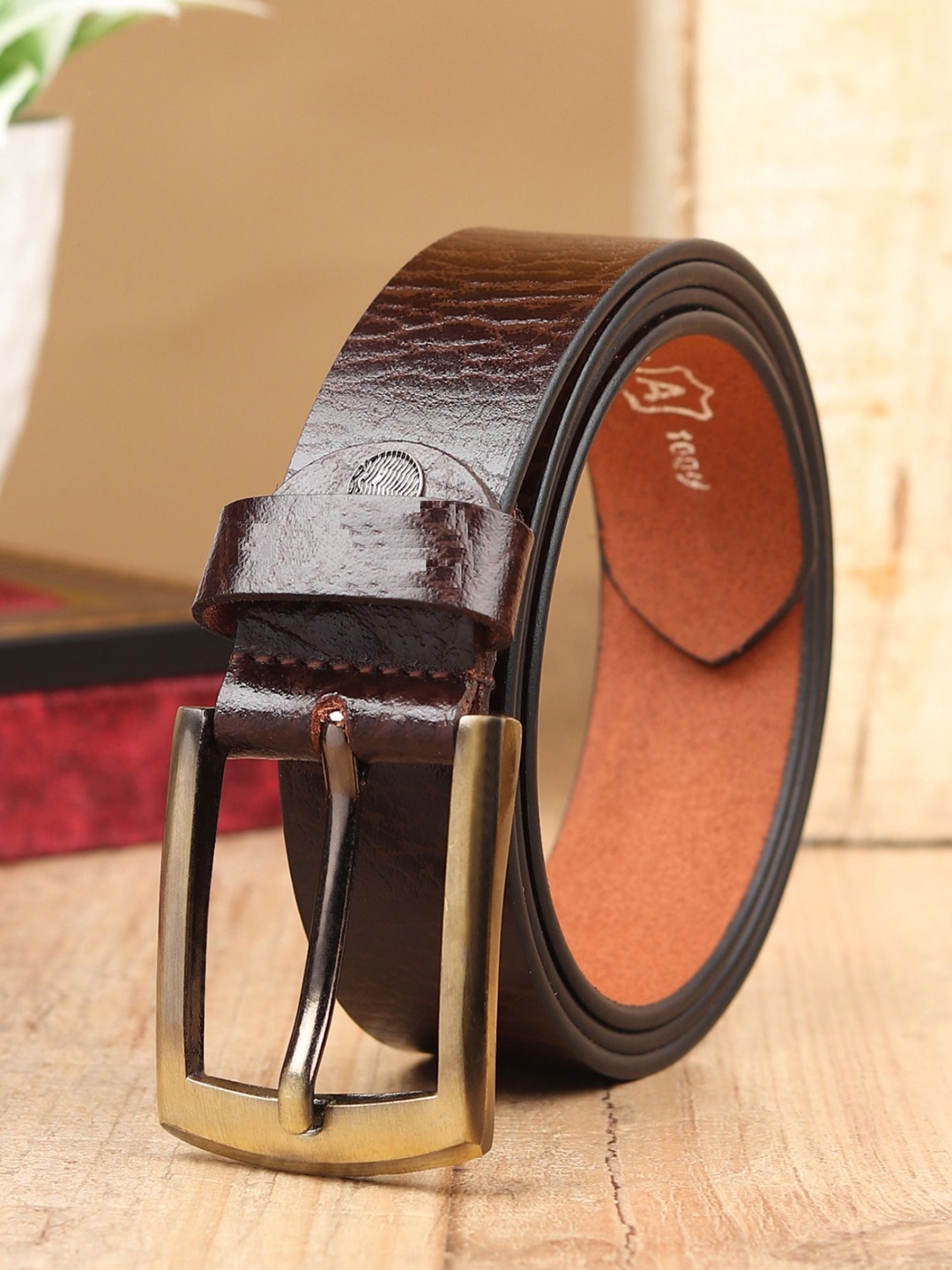 

Provogue Men Textured Leather Formal Belt, Brown