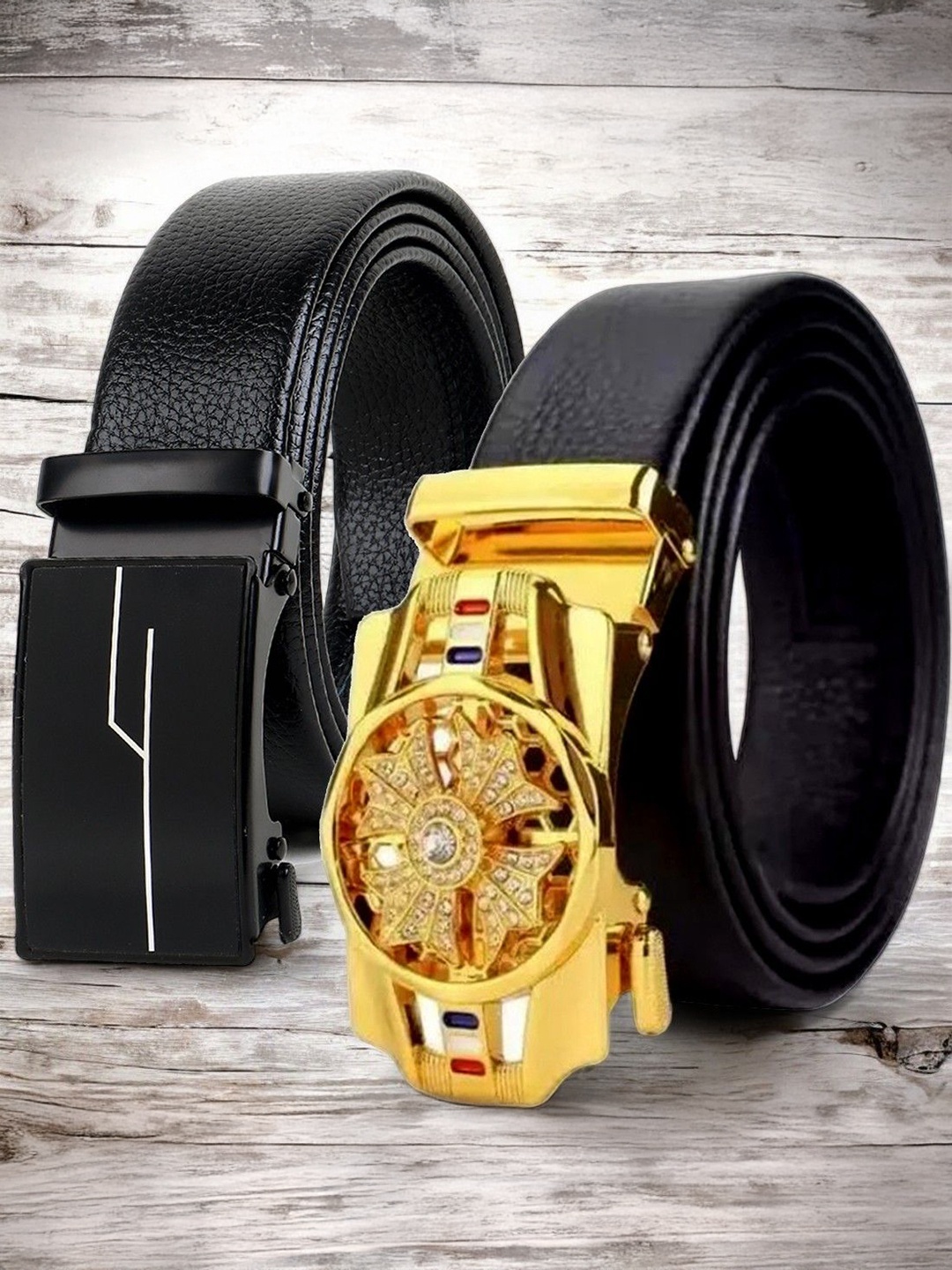 

Provogue Men Pack of 2 Textured Formal Belt, Black