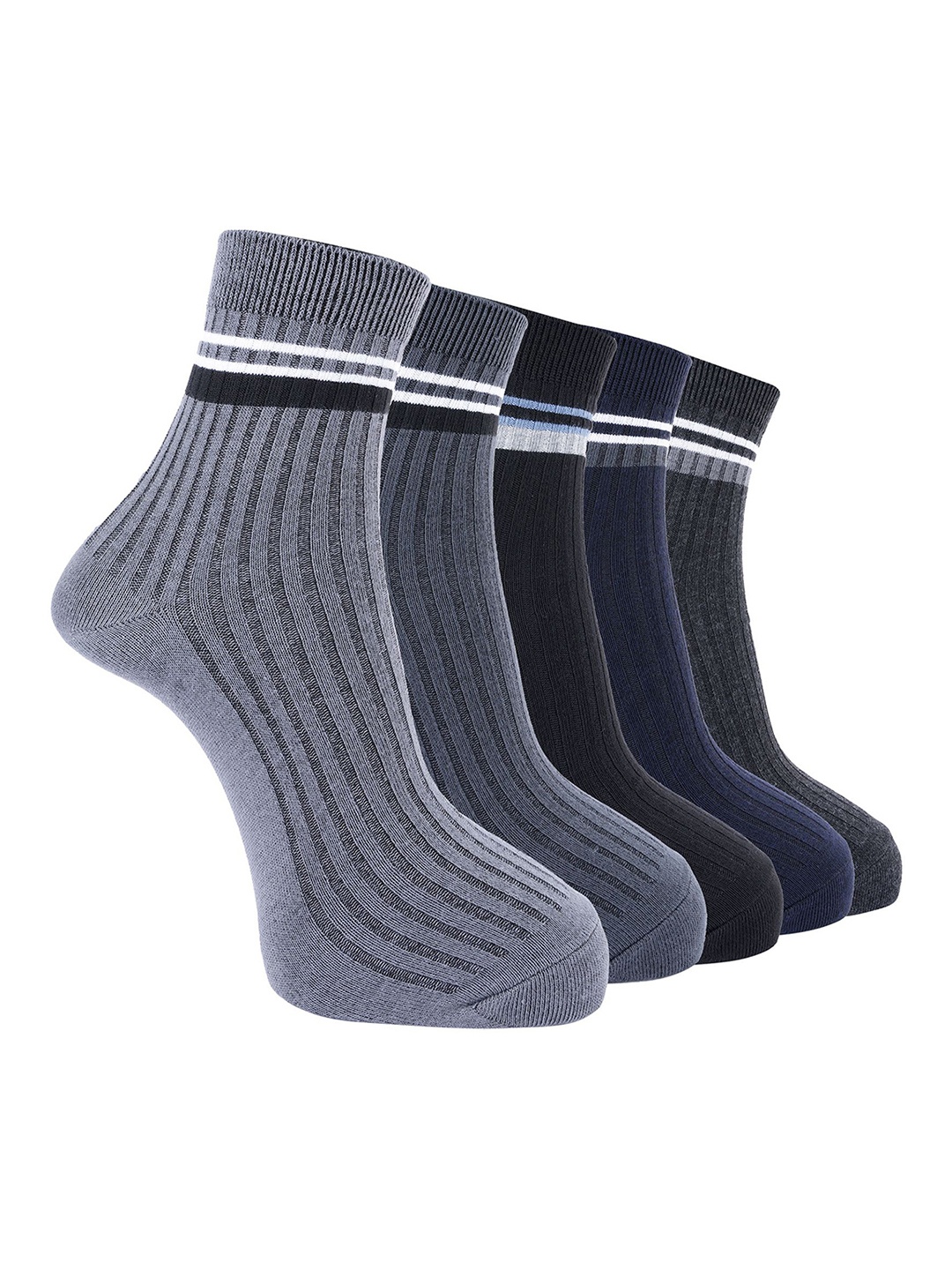 

Dollar Men Pack of 5 Free Size Ankle Length Cotton Socks, Black