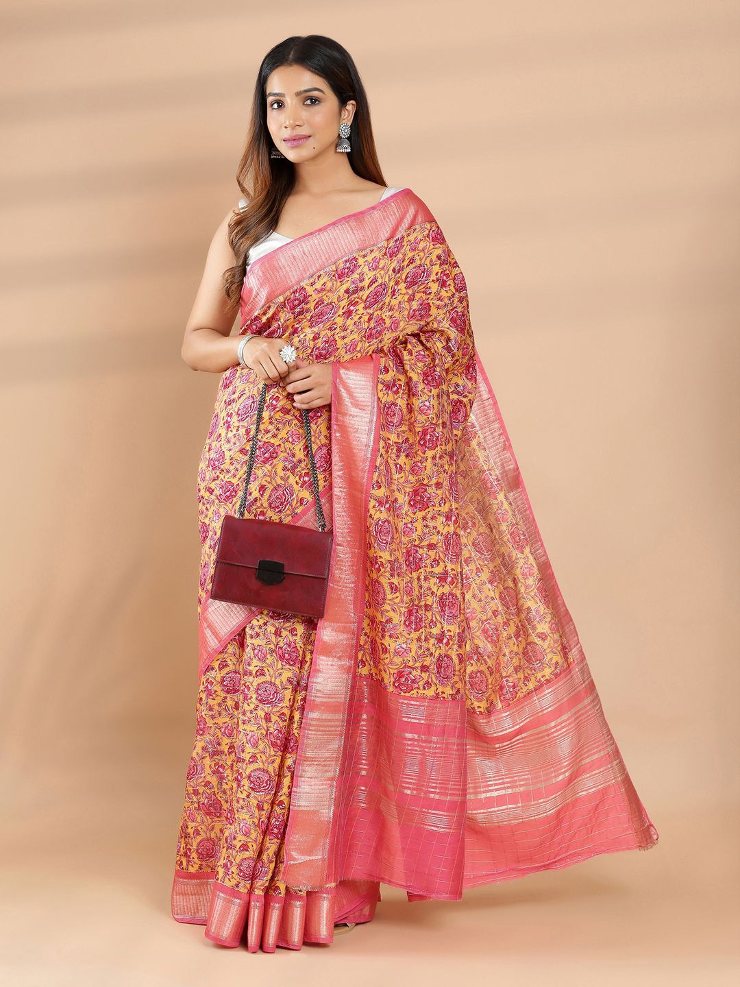 

Kalyan Silks Floral Saree, Yellow