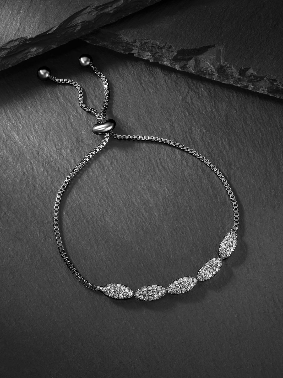 

Peora Silver-Plated Cubic Zirconia Studded Adjustable Wraparound Bracelet
