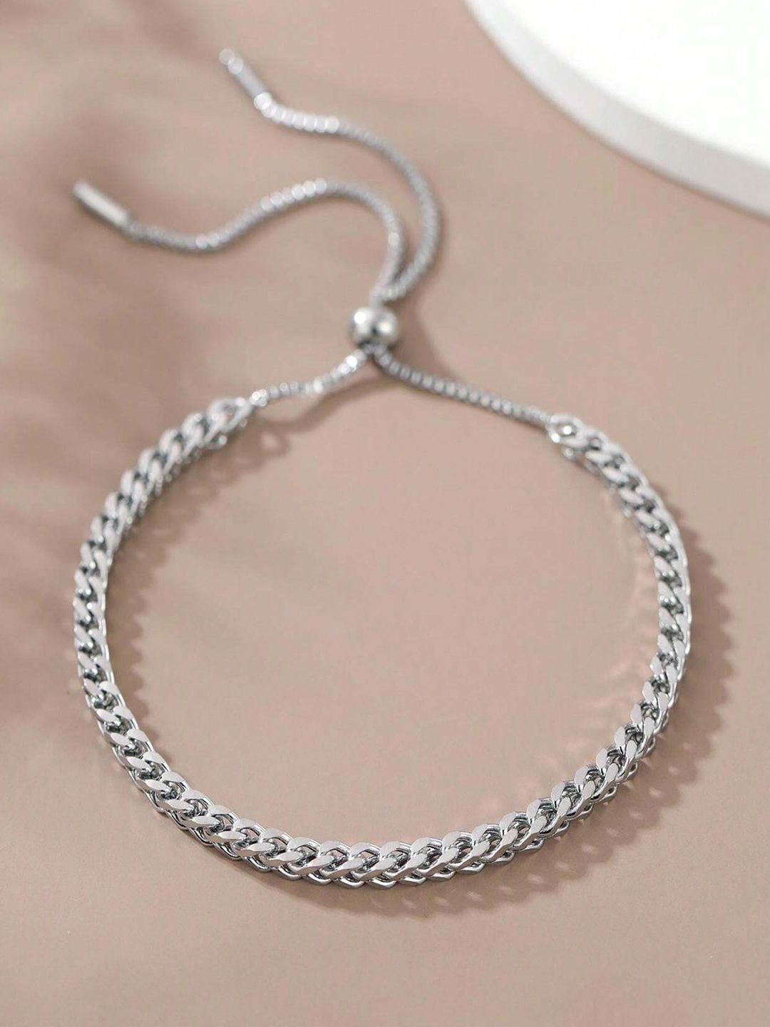 

Peora Silver-Plated Cubic Zirconia Studded Adjustable Wraparound Bracelet