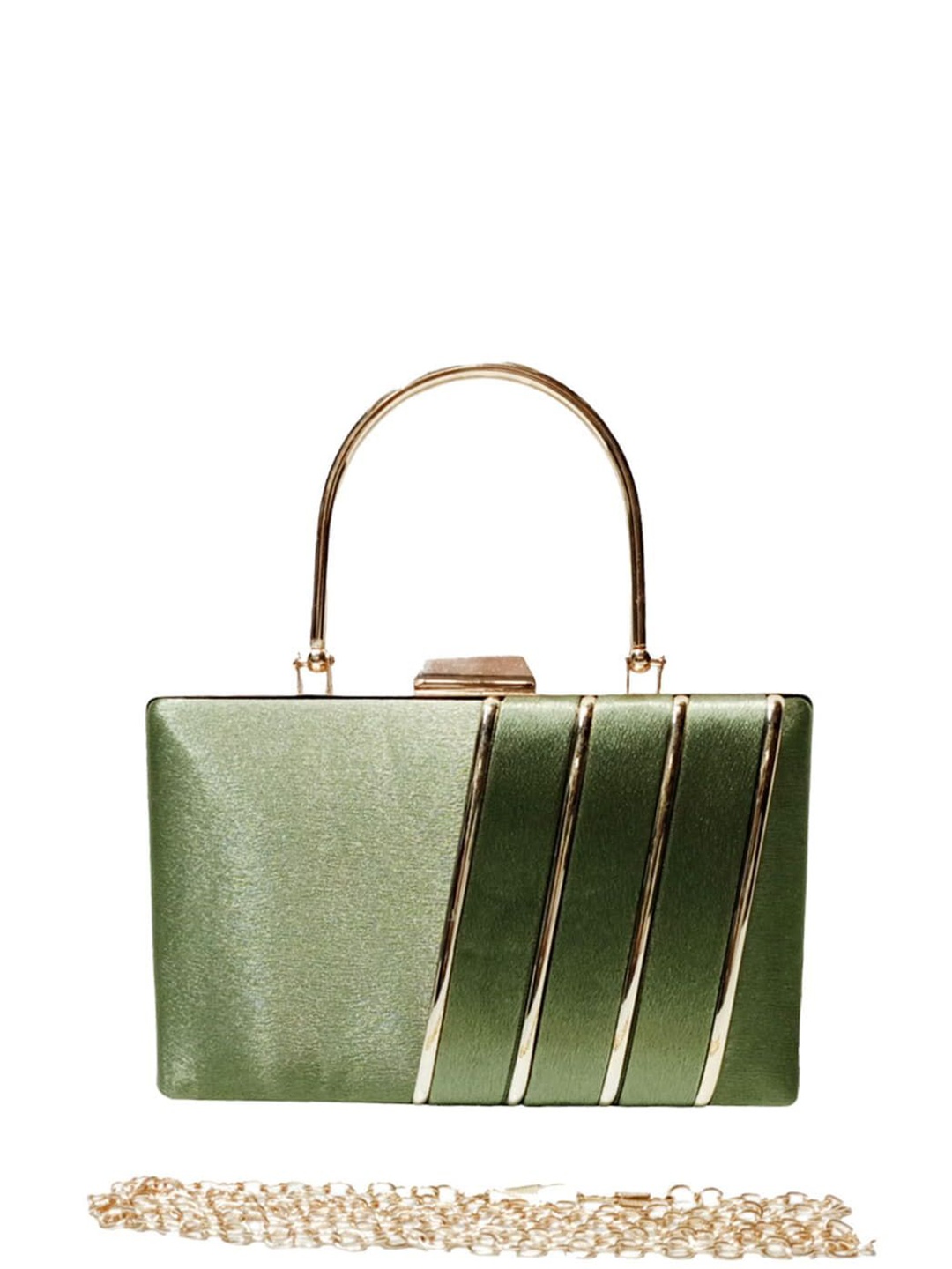 

Esmoda Striped Purse Clutch with Shoulder Chain, Green
