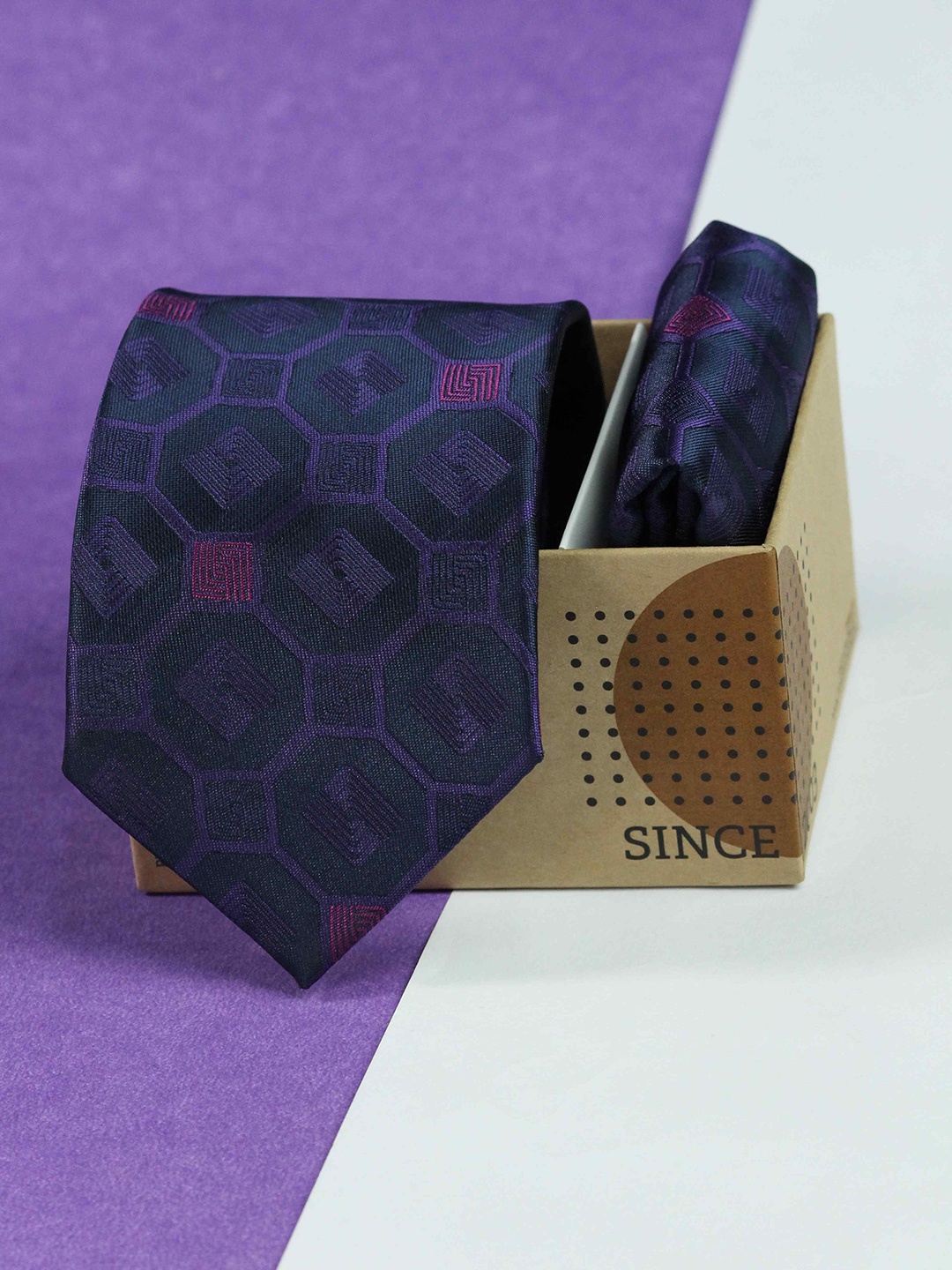 

Tossido Men Necktie & Pocket Square Gift Set, Purple