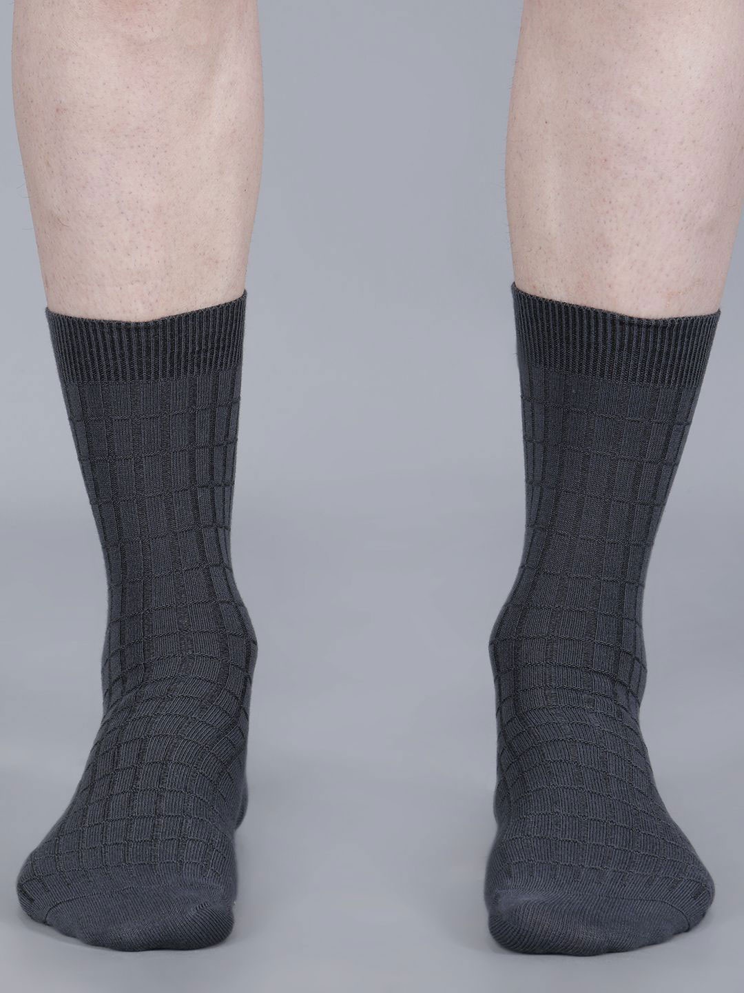 

Dollar Men Pack of 3 Calf Length Cotton Socks, Grey