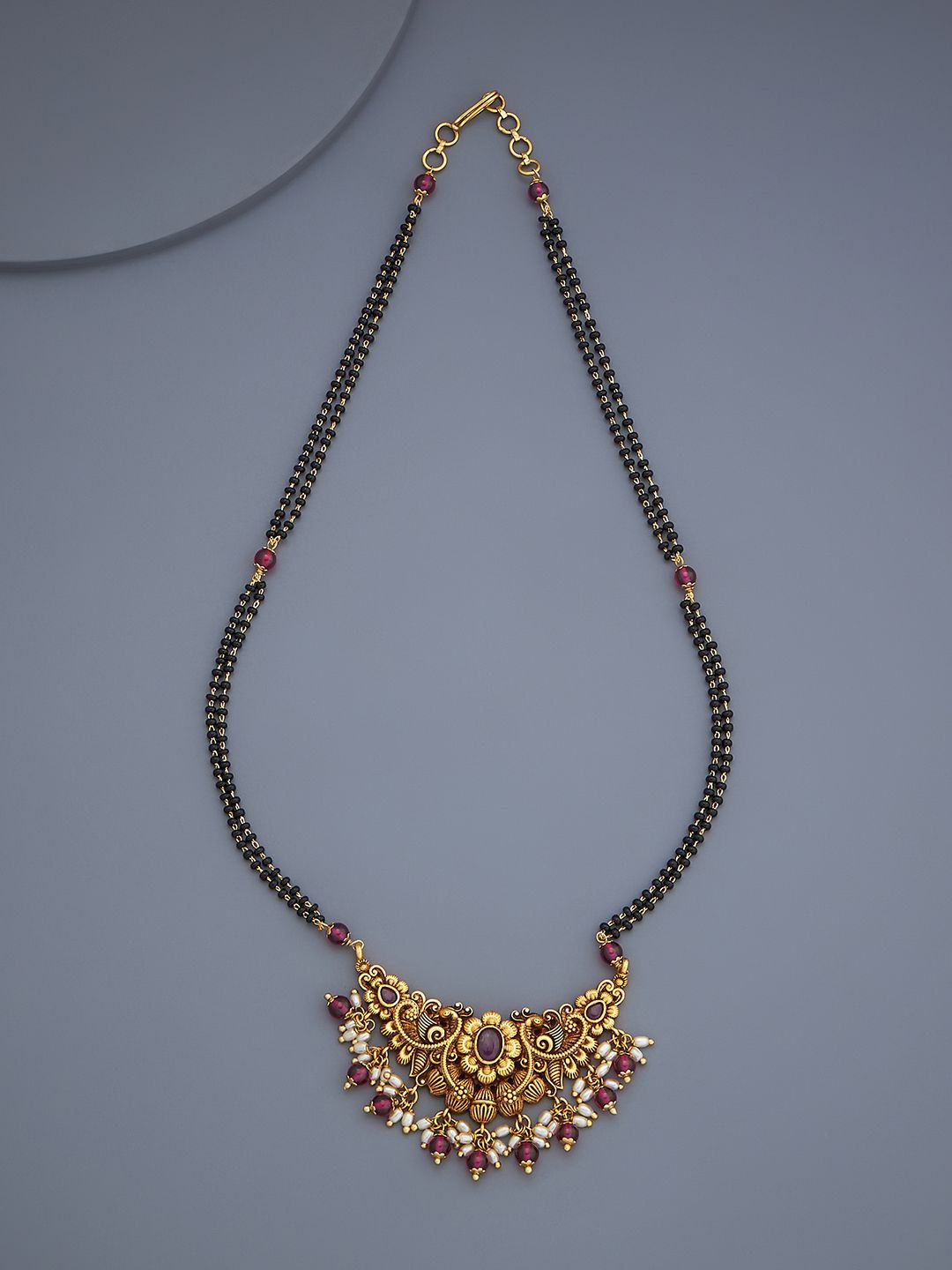 

Kushal's Fashion Jewellery Gold-Plated Artificial Stones & Beads Antique Mangalsutra