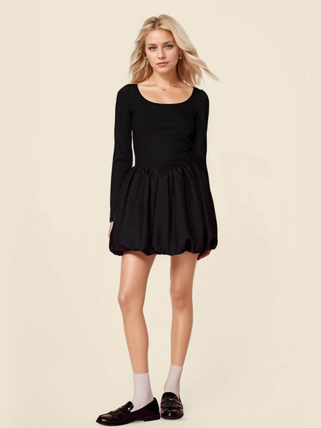 

StyleCast Women Balloon Mini Dress, Black