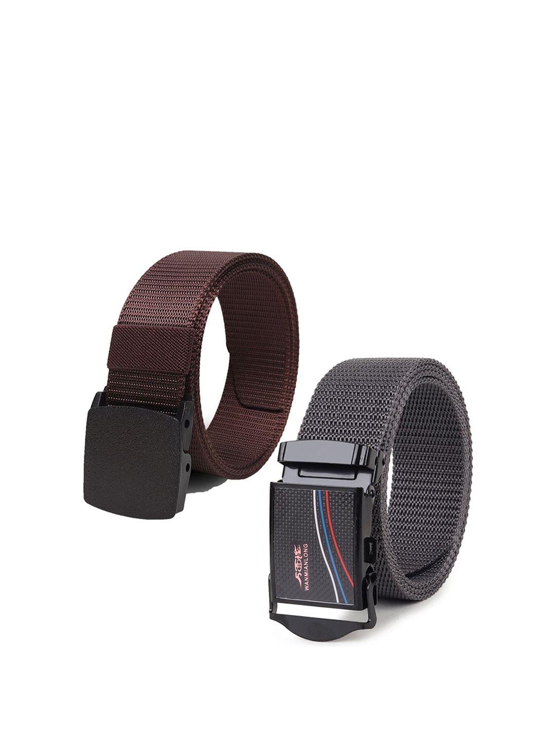 

Provogue Men Set of 2 Textured Belt, Grey