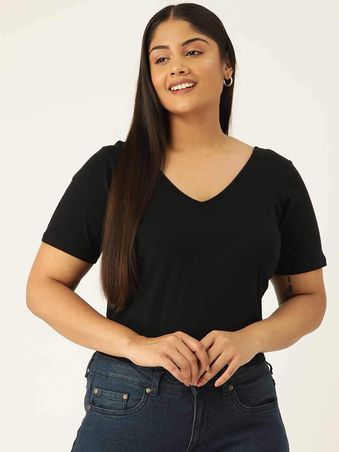 

theRebelinme Plus Size Fitted Cropped Top, Black