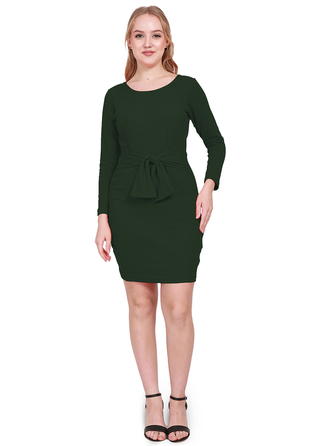 

Swaranjali Women Round Neck Bodycon Dress, Green