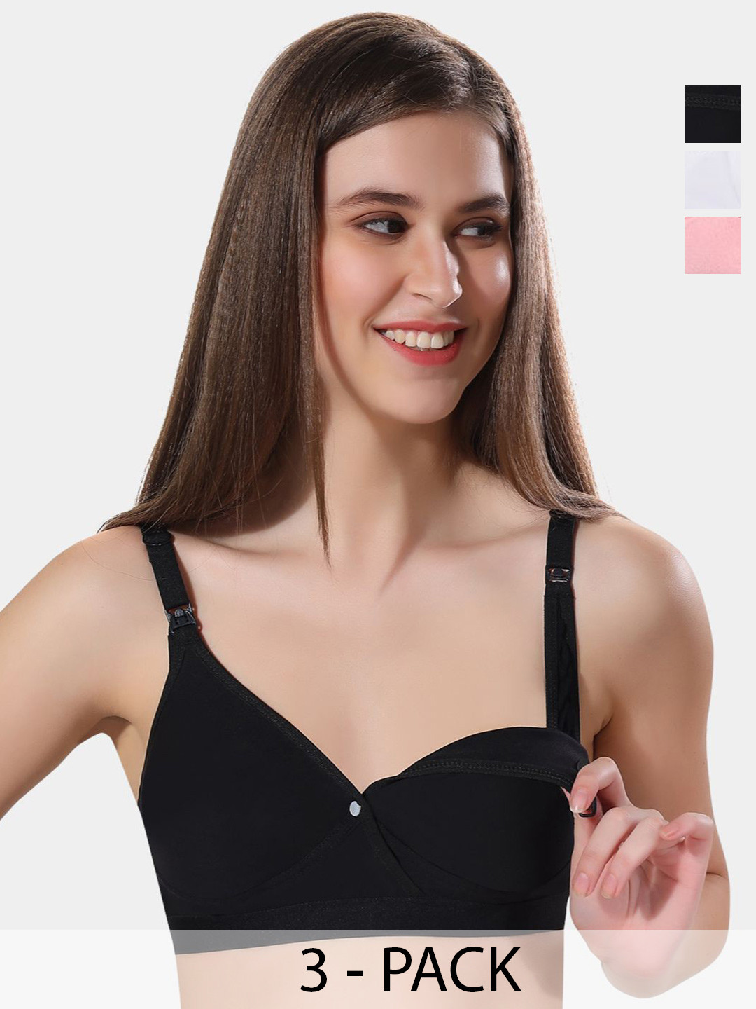 

Fabme Full Coverage Seamless Bra pack of 3, White
