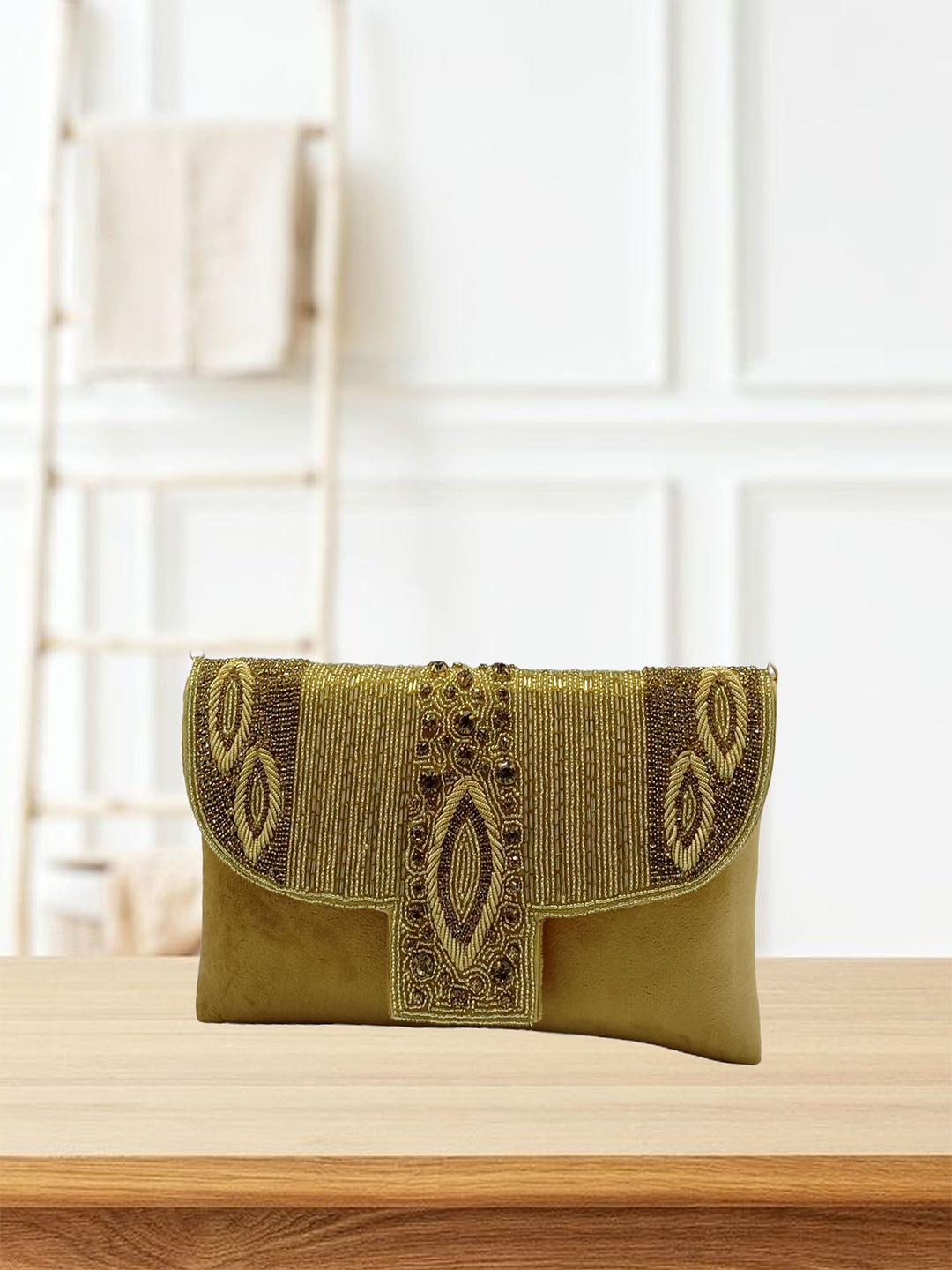 

Esmoda Embellished Tinsel Frame Purse Clutch, Gold
