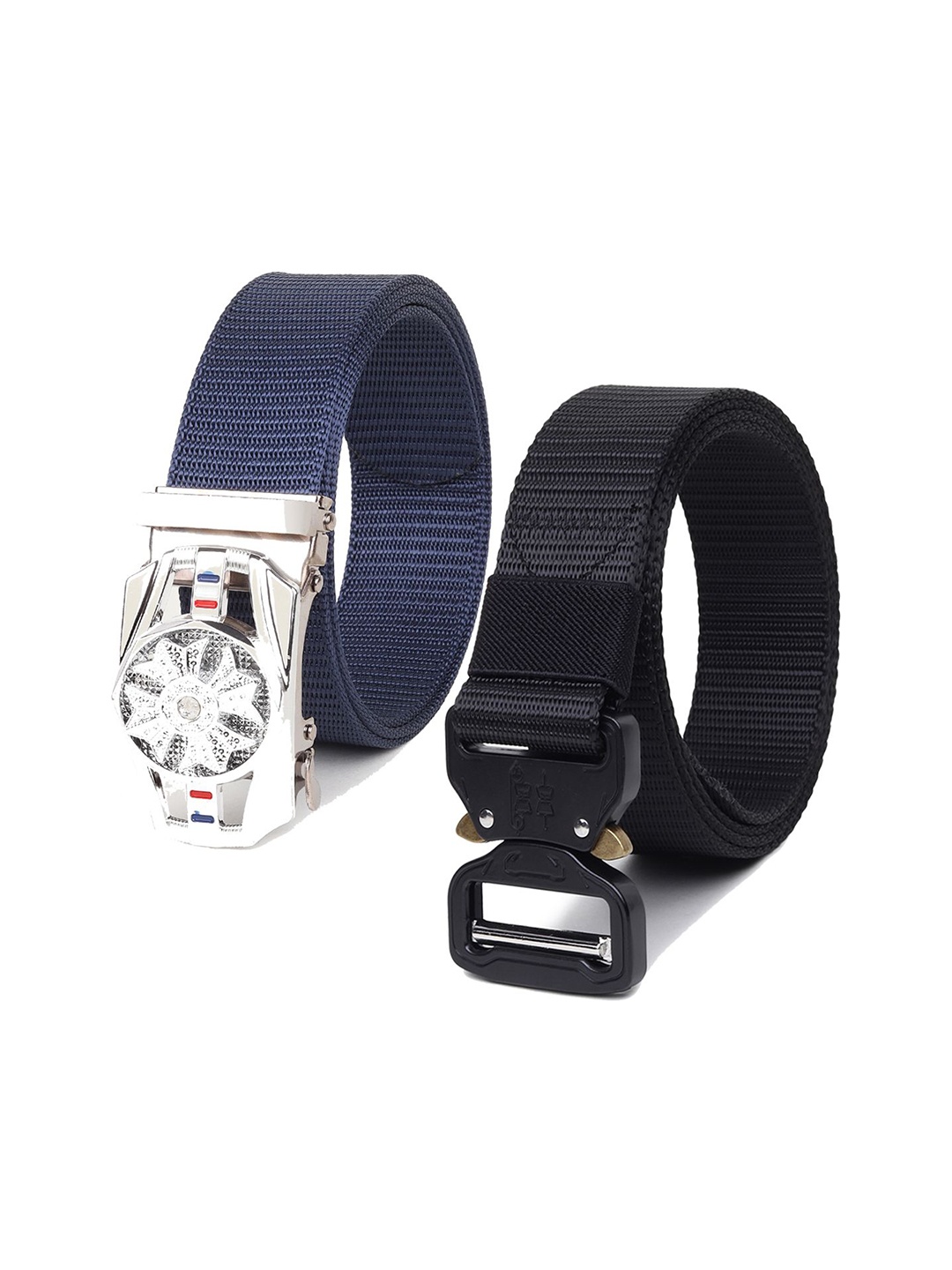 

Provogue Men Pack Of 2 Textured Slider Buckle Belt, Blue