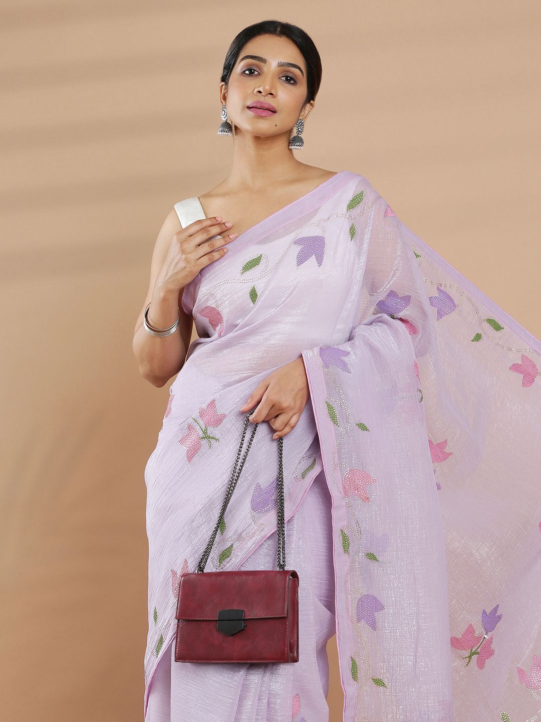 

Kalyan Silks Floral Poly Georgette Saree, Lavender