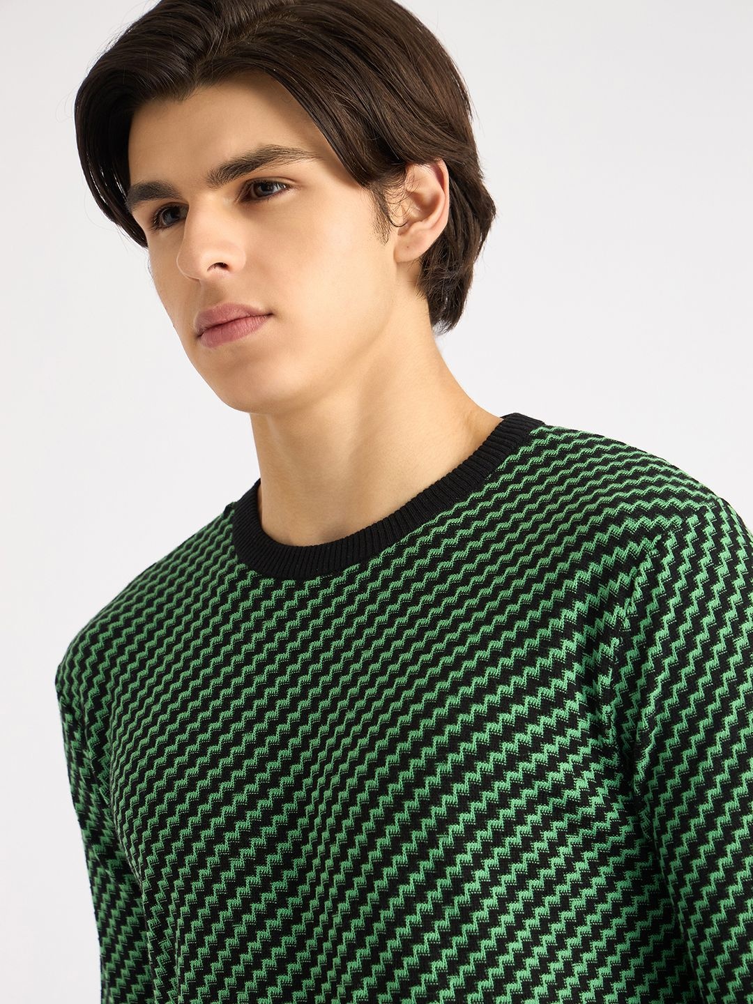 

Antony Morato Men Open Knit Pullover Sweater, Green