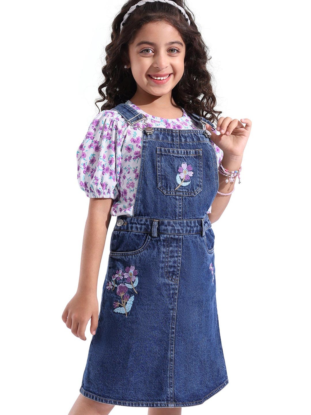 

Hola Bonita Girls Denim Pinafore Dress, Blue