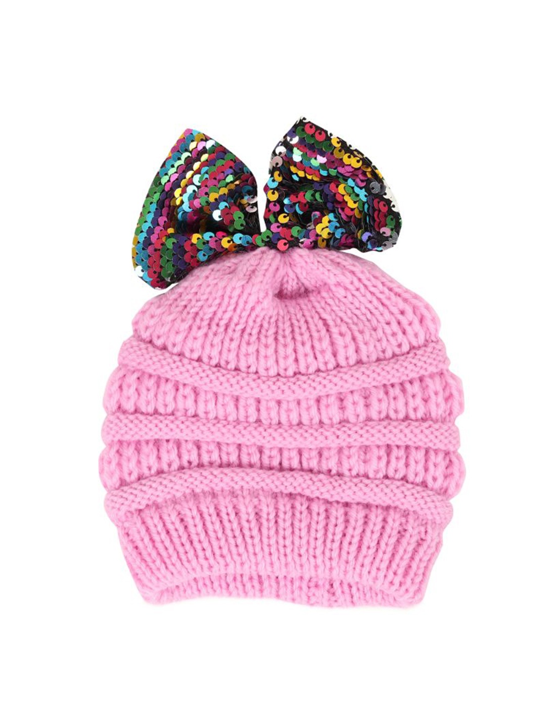 

TIPY TIPY TAP Kids Self Design Woollen Beanie, Pink