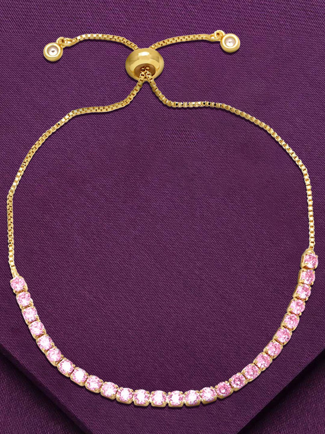 

Peora Gold-Plated Cubic Zirconia Studded Adjustable Wraparound Bracelet