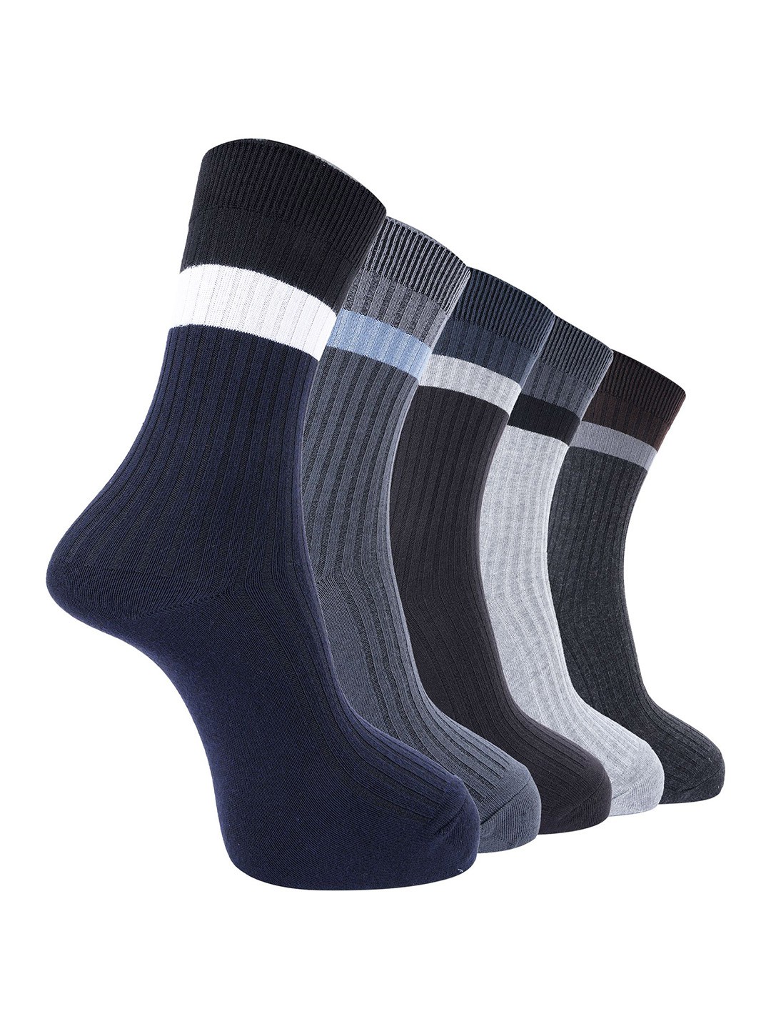 

Dollar Men Pack of 5 Calf Length Socks, Multi