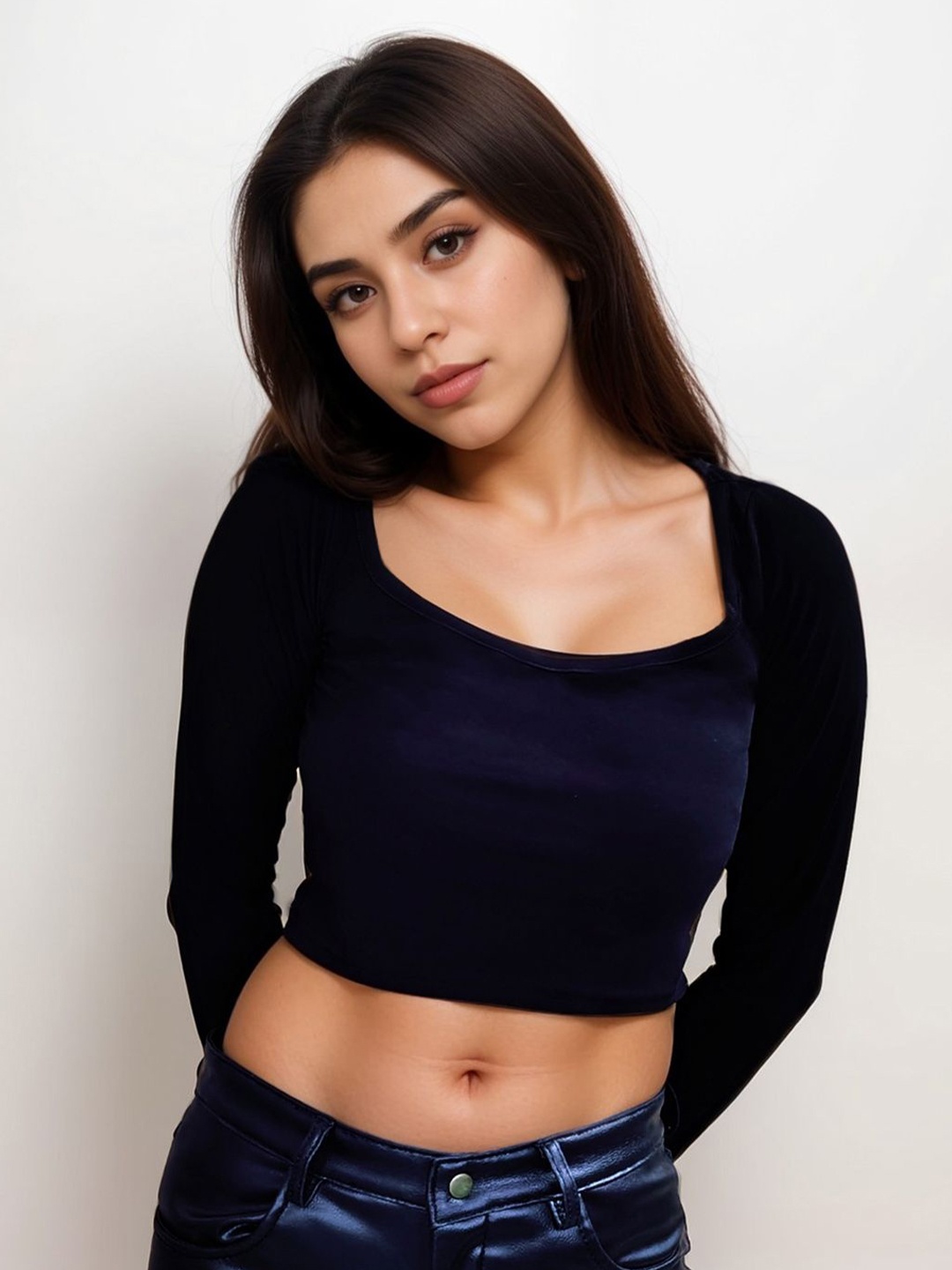 

Classy Hangers Fitted Crop Top, Navy blue