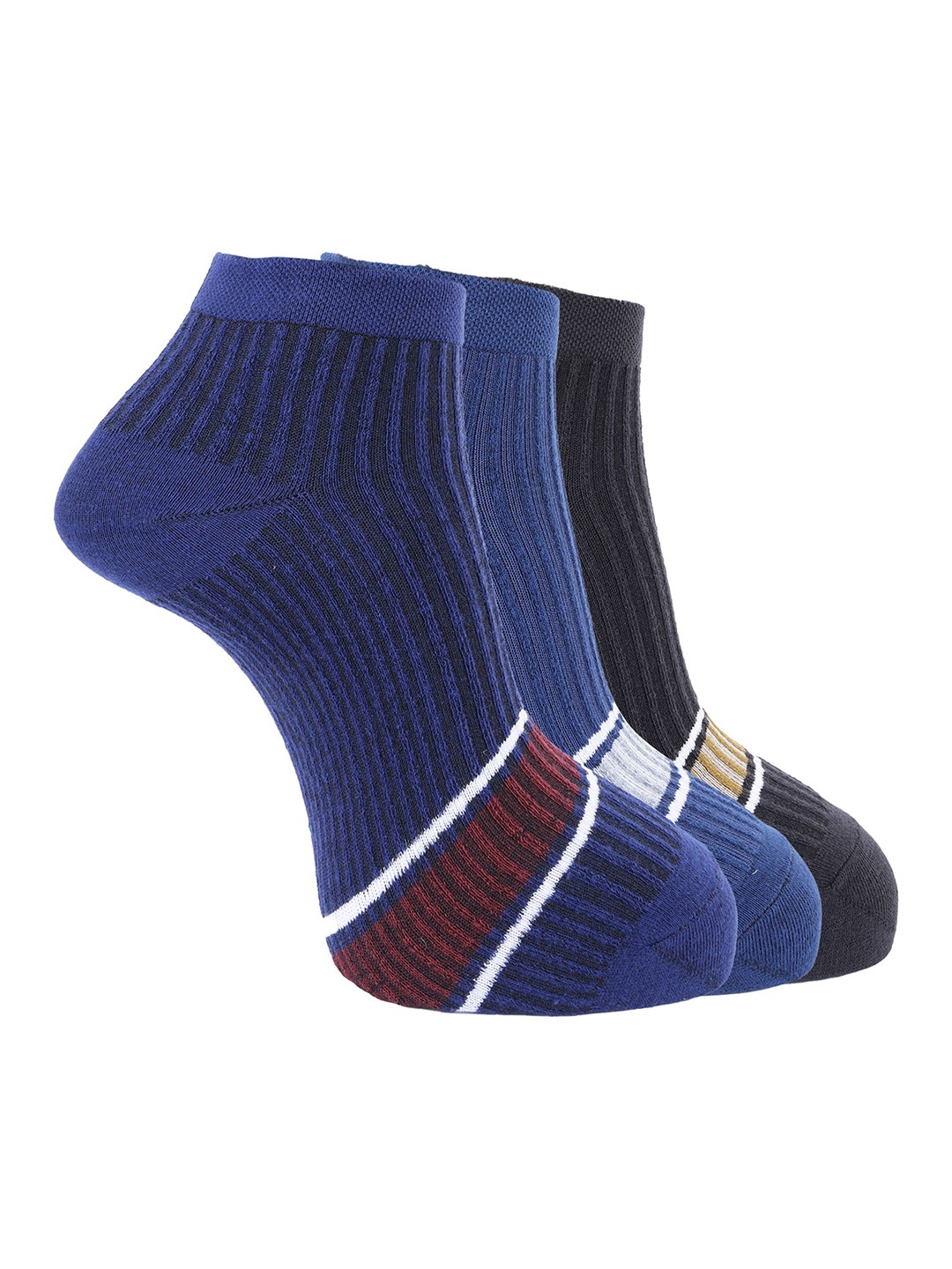 

Dollar Men Pack of 3 Free Size Ankle Length Cotton Socks, Blue