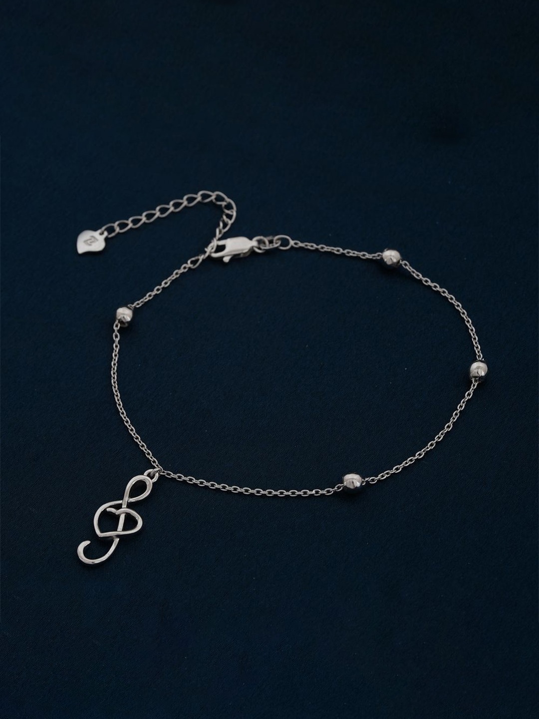 

Zalkari 925 Sterling Silver-Plated Stones Studded Trendy Musical Single Anklet