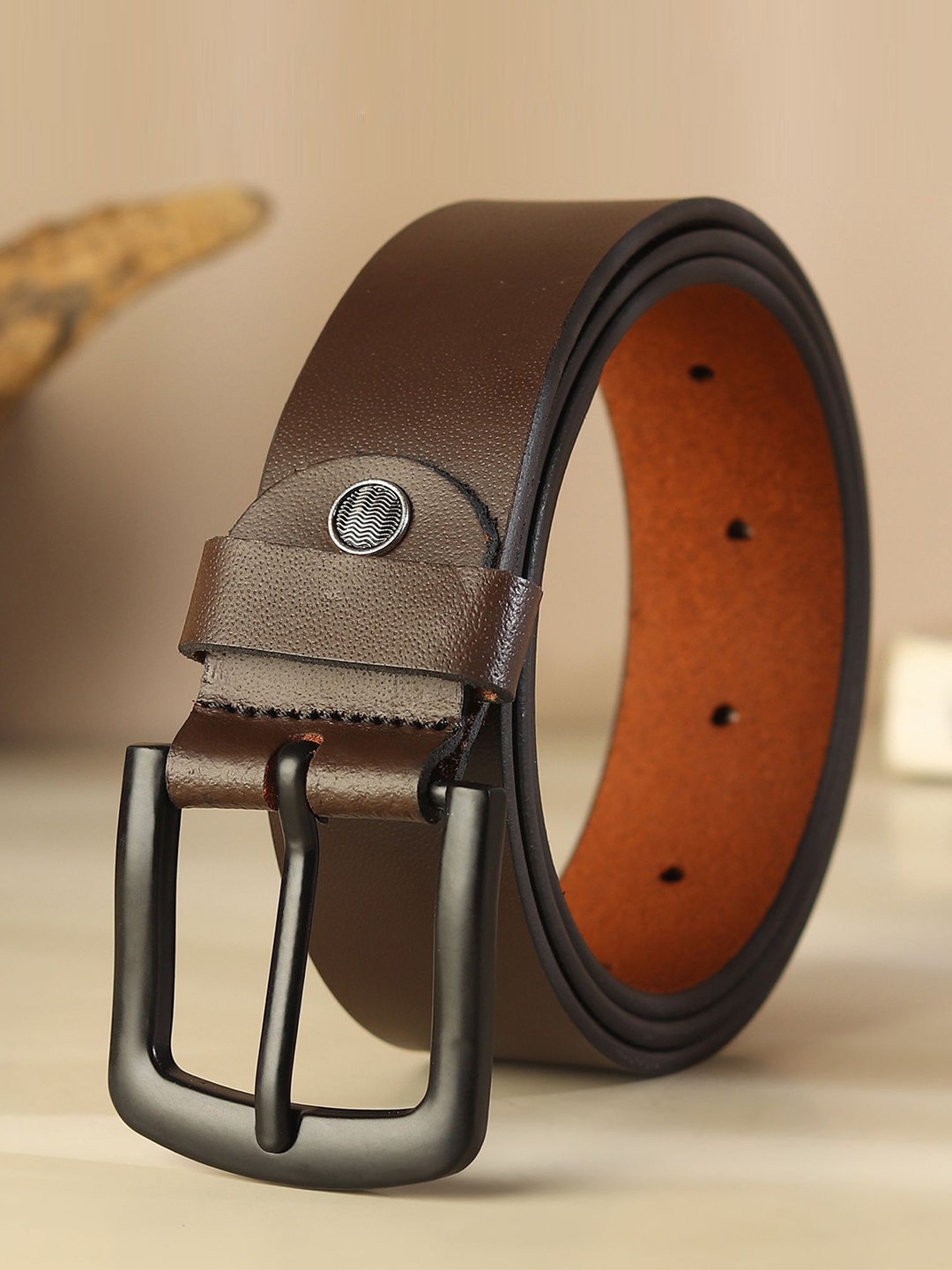 

Provogue Men Textured Leather Belt, Brown