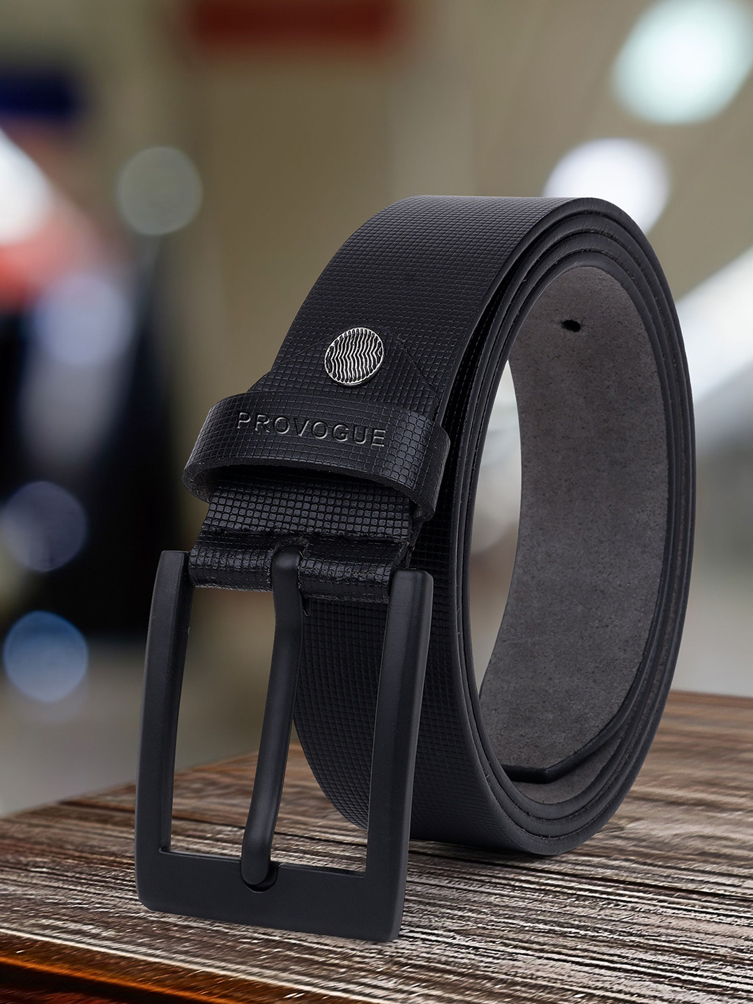 

Provogue Men Textured Leather Formal Belt, Black