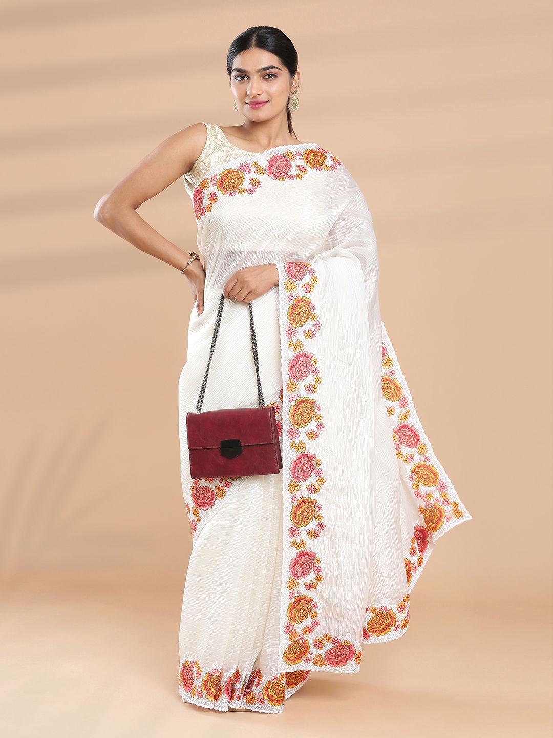 

Kalyan Silks Organza Saree, Off white