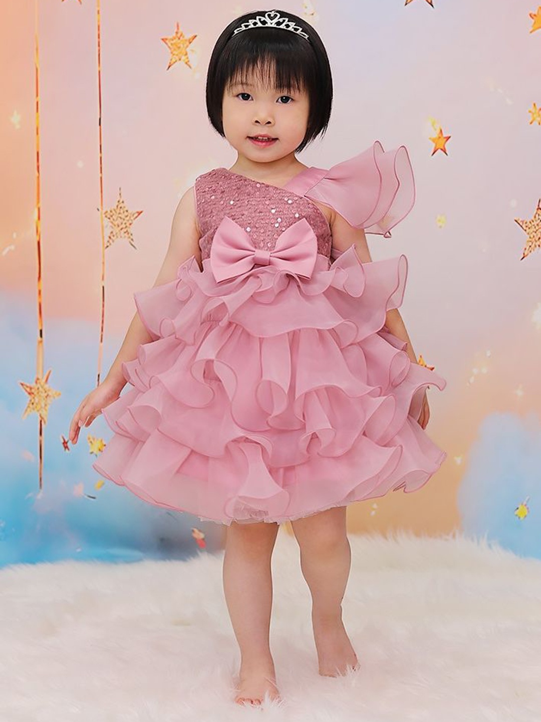 

LULU & SKY Girls Flutter Sleeve A-Line Dress, Pink