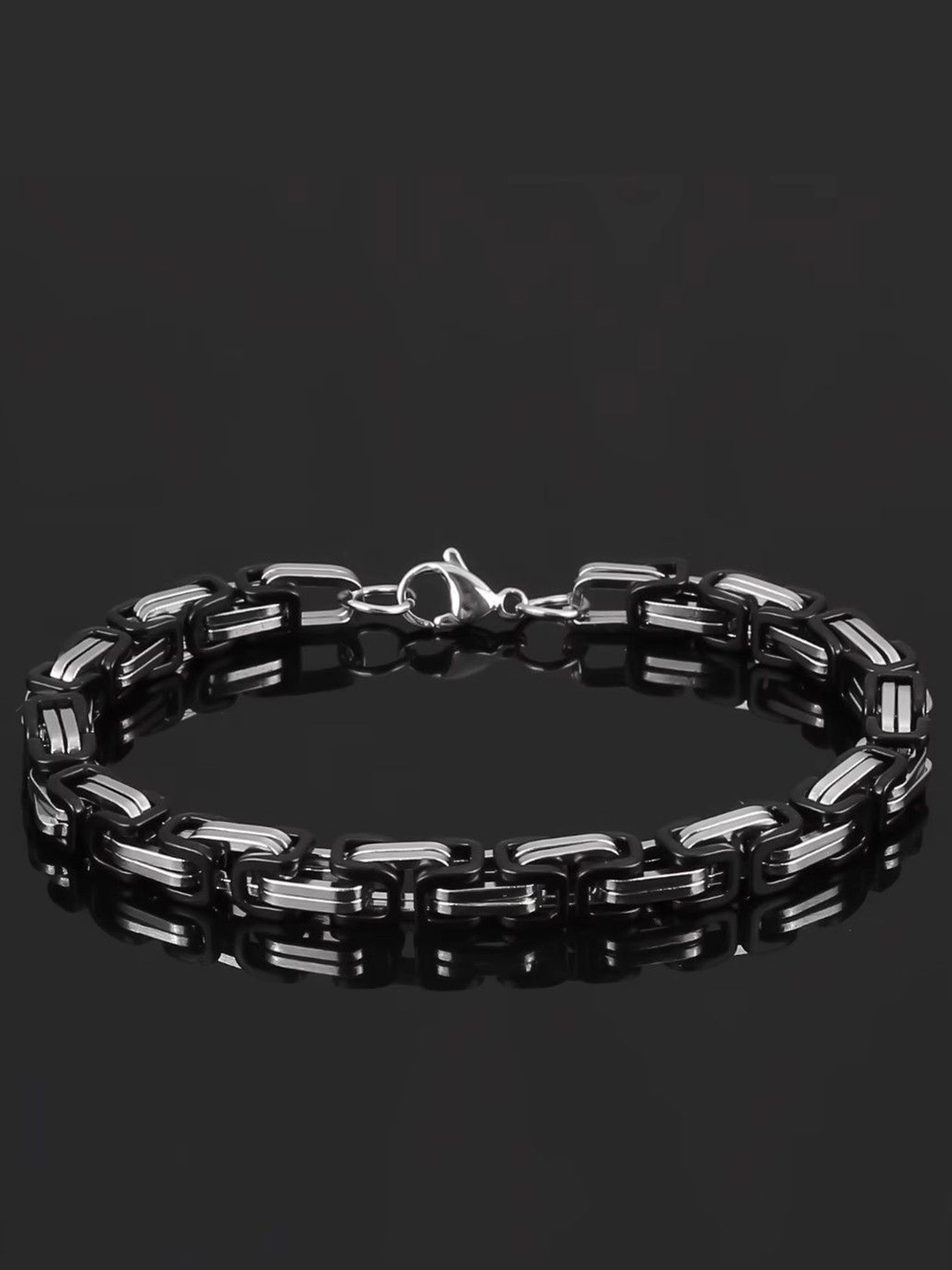 

NAKABH Men Stainless Steel Bold Link Bracelet, Black