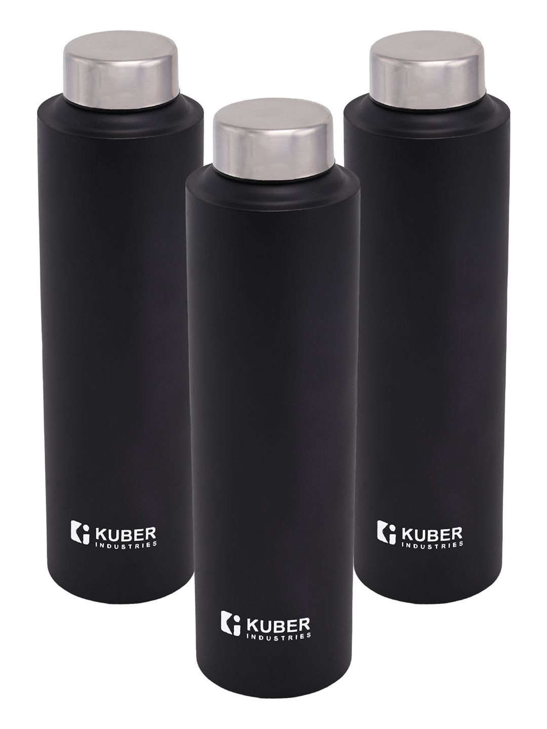 

Kuber Industries Black 3 Pieces Stainless Steel Leakproof Water Bottle 1L each
