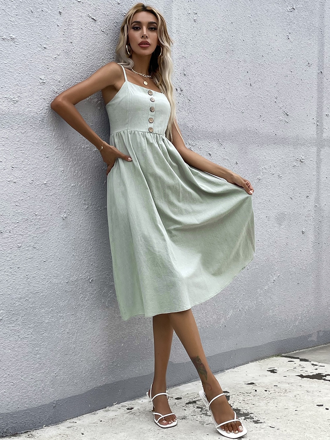 

DressBerry A-Line Midi Dress, Green