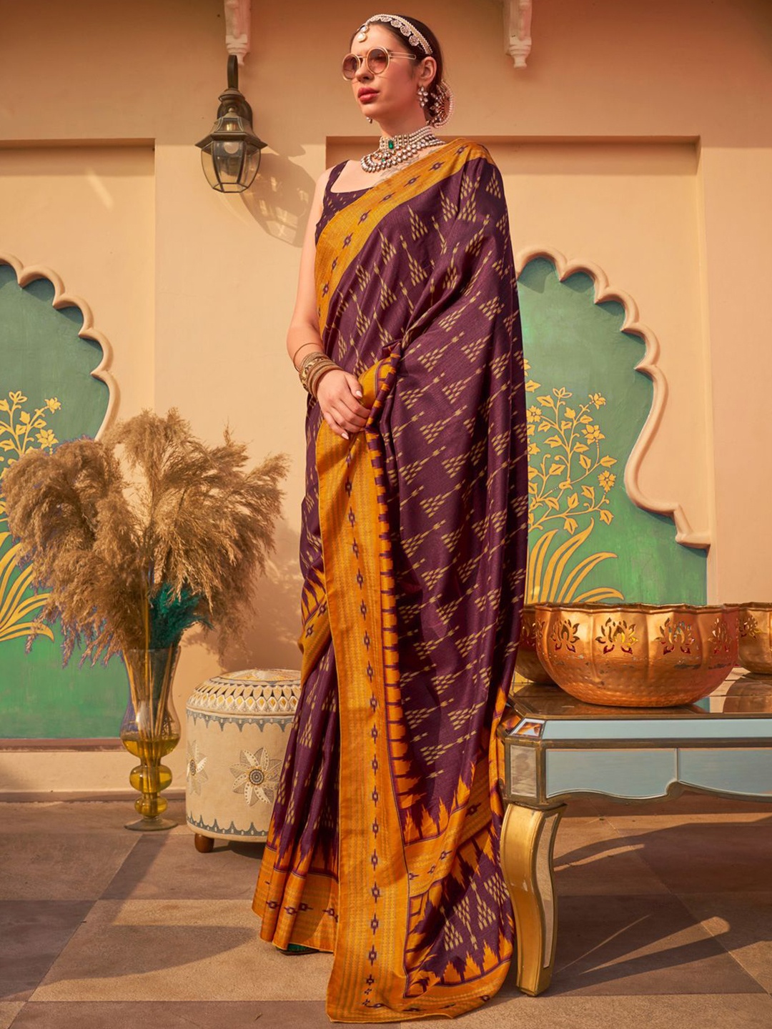 

Anouk Silk Blend Sungudi Saree, Purple