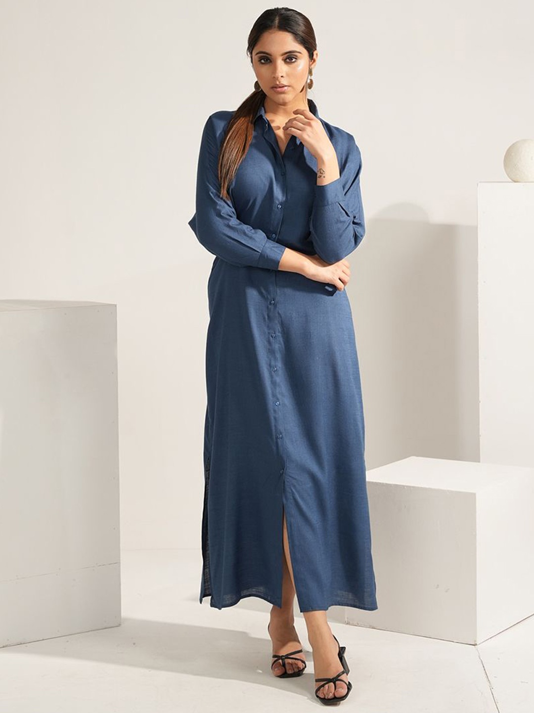 

Aamili Women Shirt Dress, Blue