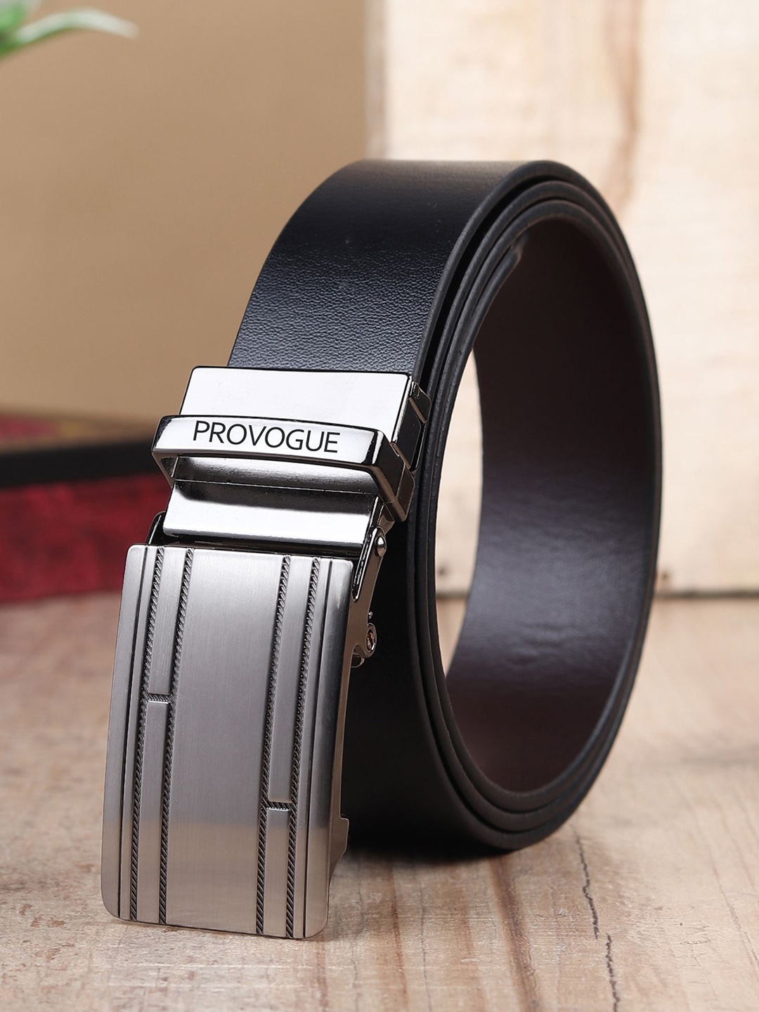 

Provogue Men Textured Leather Formal Belt, Black