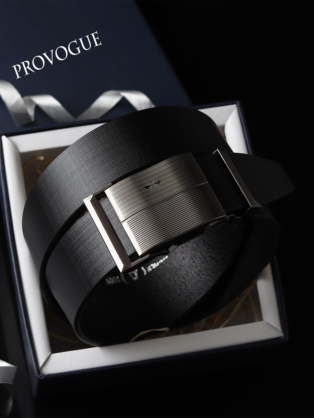 

Provogue Men Textured Leather Belt, Black