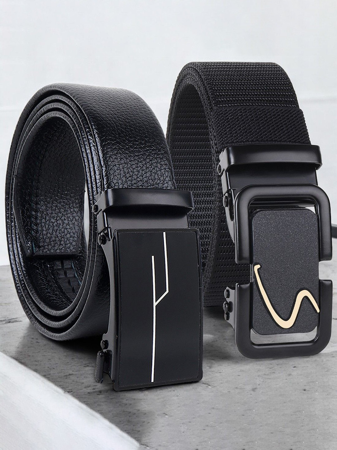

Provogue Men Pack of 2 Textured Belt, Black